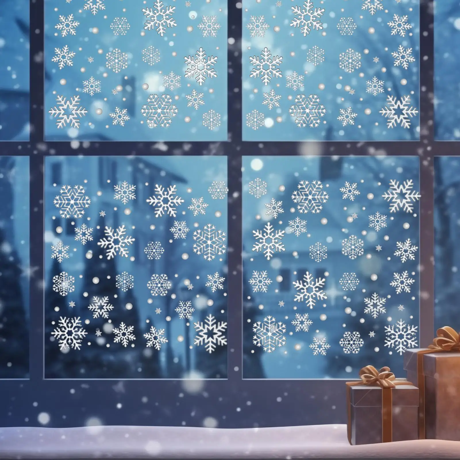 شارات نافذة عيد الميلاد، زينة حفلات قابلة للإزالة، نافذة العطلة، زينة عيد الميلاد لغرفة النوم والباب الزجاجي