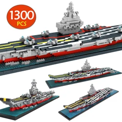 1300Pcs Chinese Liaoning Carrier Micro Building Blocks Modern Military Aircraft Diamond Brick Assemble Kids Toys Collection Gift