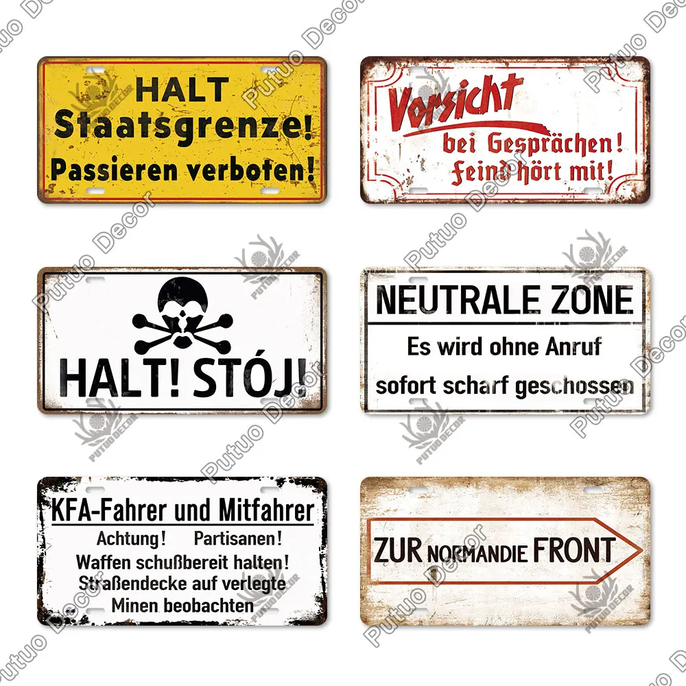 Putuo Decor German War History Metal Sign License Plate Vintage Tin Sign Retro Plate for Man Cave Garage Home Wall  Decoration