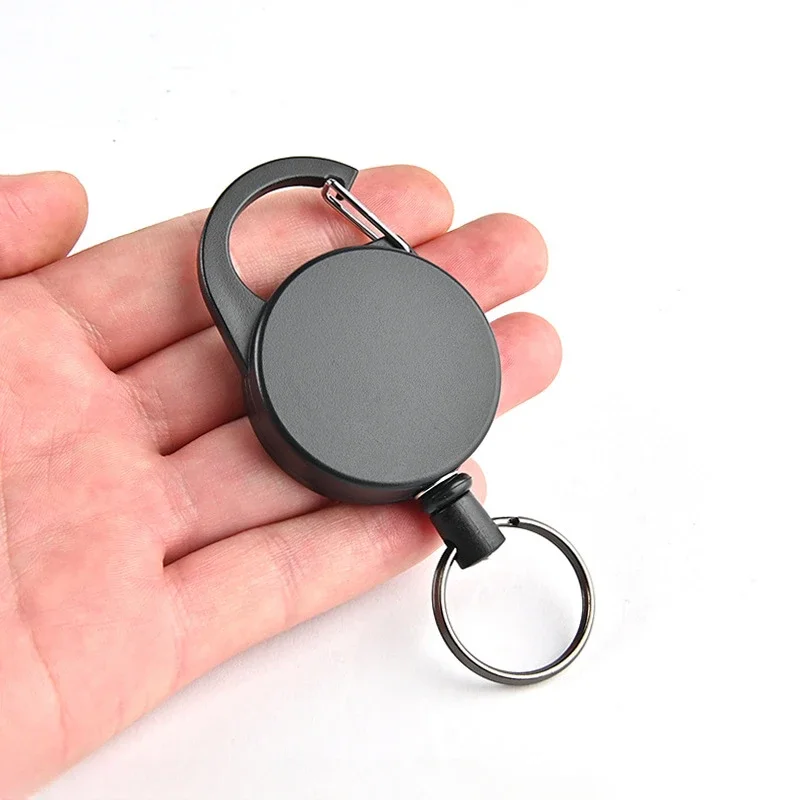1PC Stretchable Wire Rope Key Chain Badge Reel Retractable Anti Lost Ski Pass ID Card Holder Key Ring Steel Cord