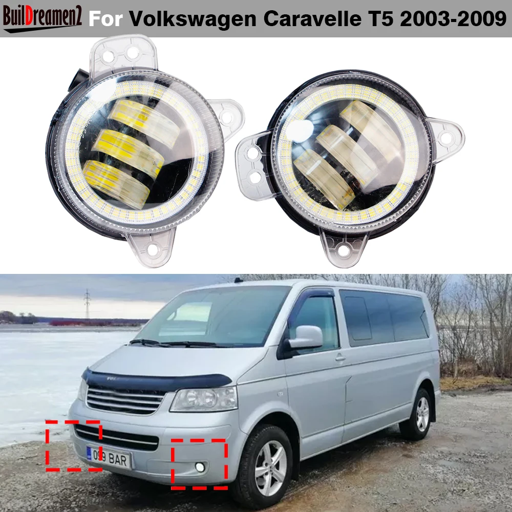 2 x carro 9006 led luz de nevoeiro anjo olho lâmpada circulação diurna drl para vw volkswagen caravelle t5 2003 2004 2005 2006 2007 2008 2009