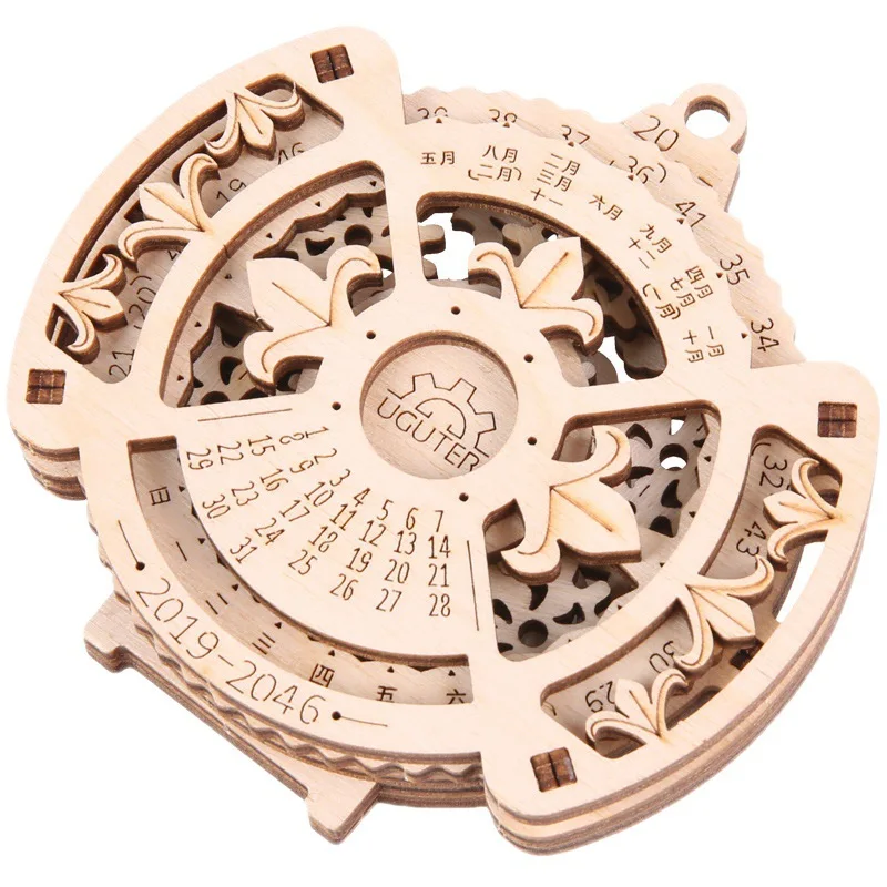 Houten mechanisch roterend model 3D driedimensionale puzzel Creatief geassembleerd eeuwigdurende kalenderornamenten Relatiegeschenken