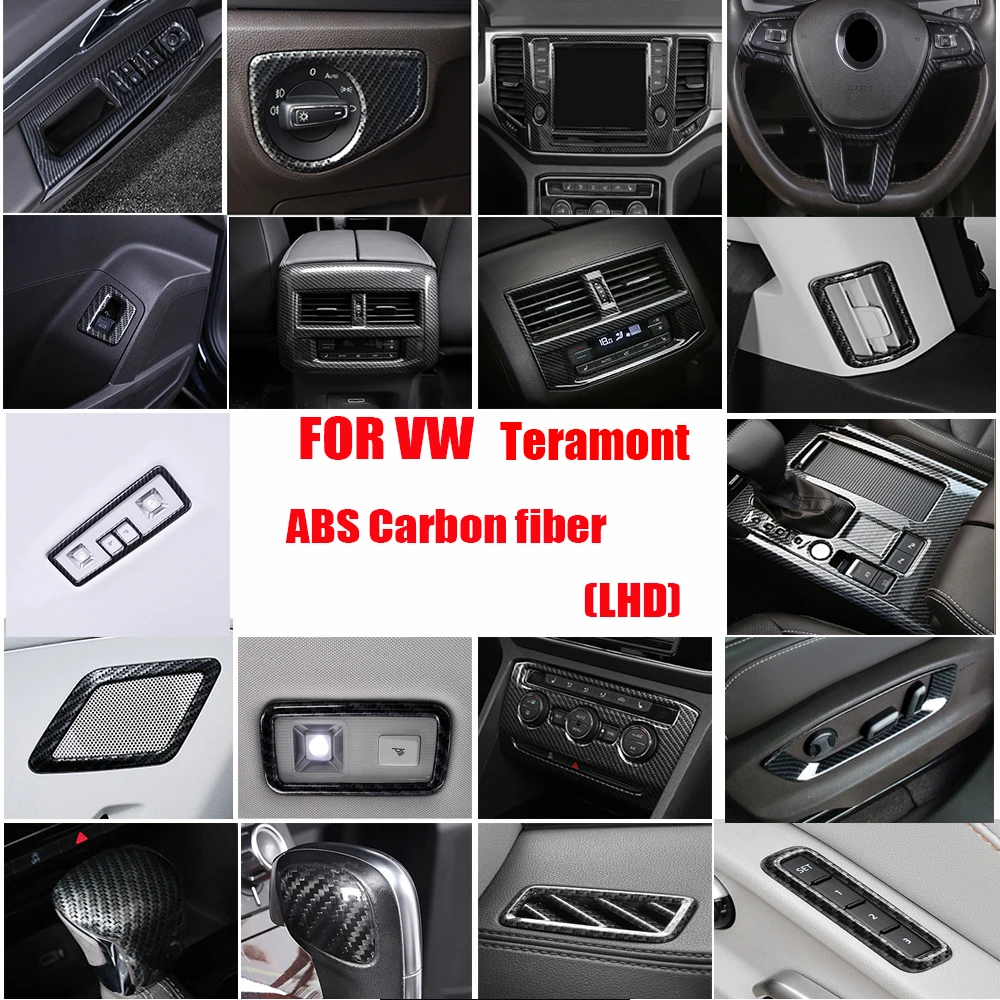 

Carbon Accessories For Volkswagen Teramont Atlas 2017-2020 Air AC Outlet Vent Steering wheel Gear Shift Cover Trim Interior Kit