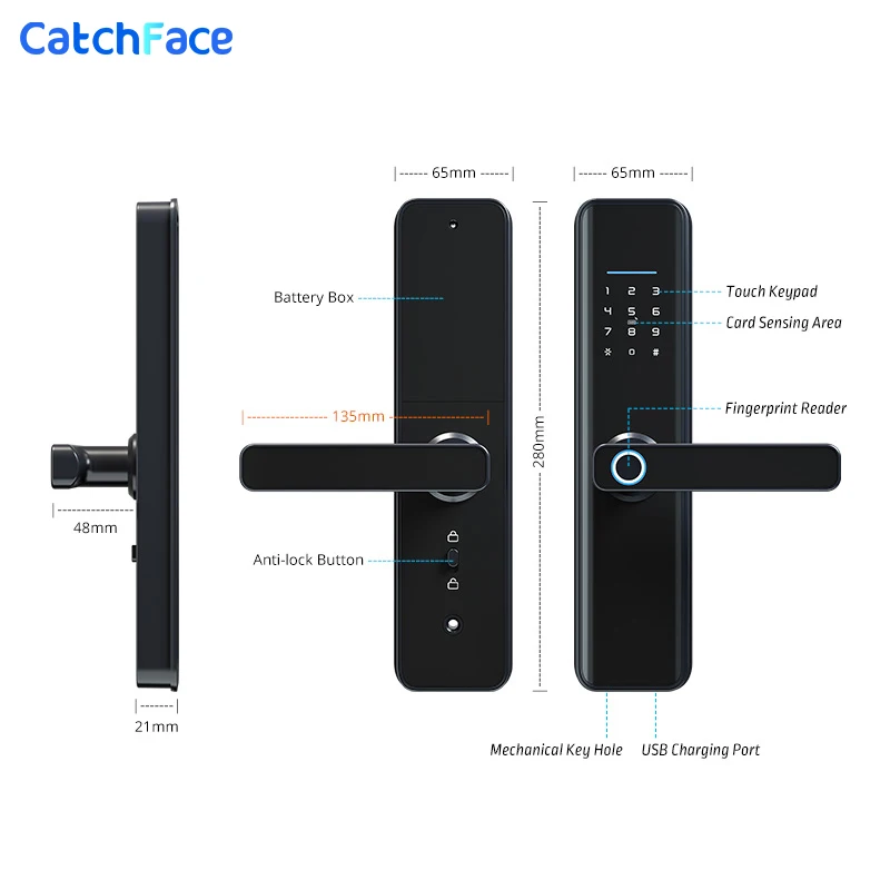 TTLock Fingerprint Smart Door Lock Safe Digital Electronic Lock With Bluetooth APP Password RFID Unlock For Home Security