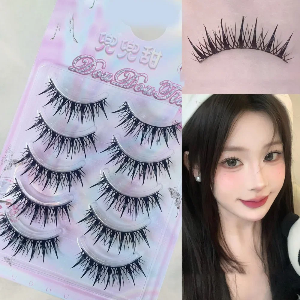 

5 Pairs Natural Thick Dense Curled False Eyelash Wild French Full Stripe Lashes Cool Girls Natural Manga Barbie Fake Eyelash