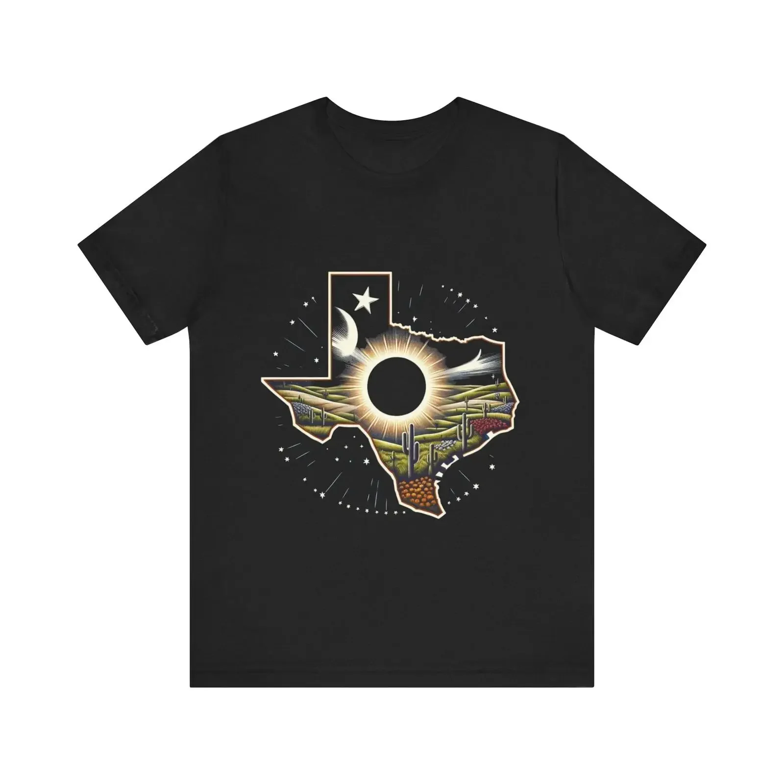 Total Eclipse Texas T Shirt Unique Solar amp State Pride Design vintage Washed homme Slightly Top For Everyday Wear Casual