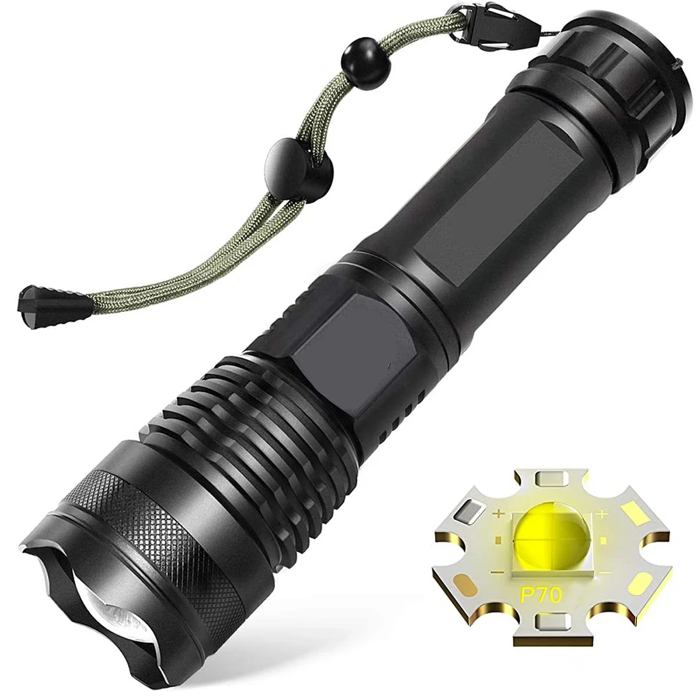 ZK30 Zoom High Power XHP70 wiederaufladbare LED-Taschenlampe, 4-Kern-Taschenlampe, USB-Handlaterne für Camping, Outdoor und Notfall ﻿