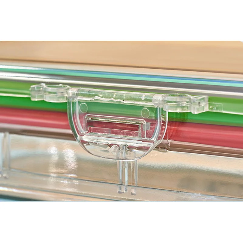 Trousse à crayons en plastique transparent Simple, boîte de rangement à Double porte et double ouverture, papeterie fournitures de bureau 19186