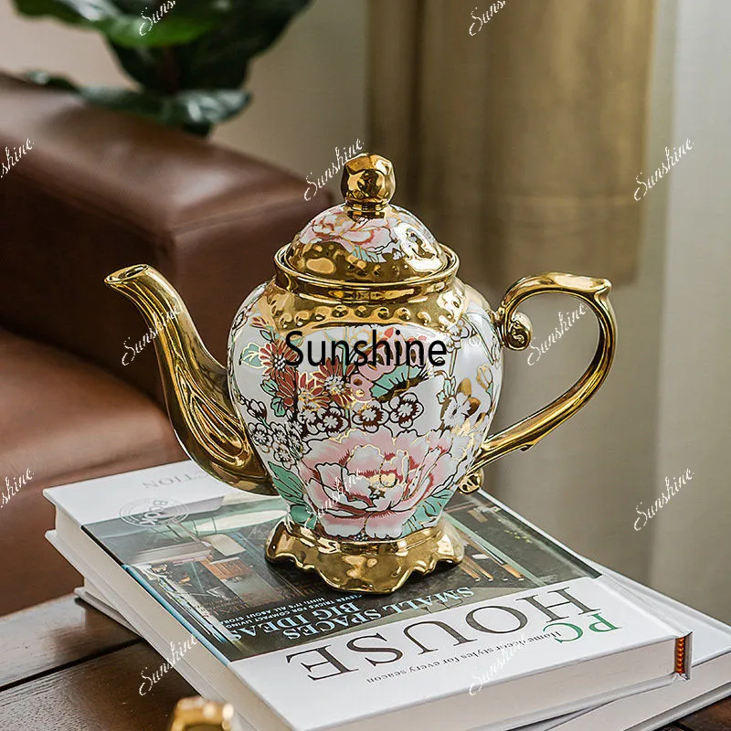 900ML European British Teapot  Porcelain High-Capacity Tea Pot With Filter Luxury Teaware Heat Resistant Kettle Pot Ceramic