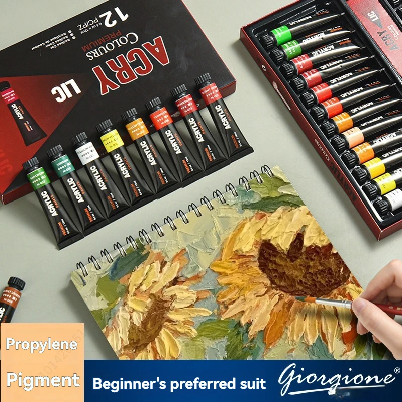12/24/30 Colors  Acrylic Paint Set,12ml/0.406OZ Paint Tubes with 10 Brush,Palette for Canvas,Stone,Wood,Model Acrilic Paint