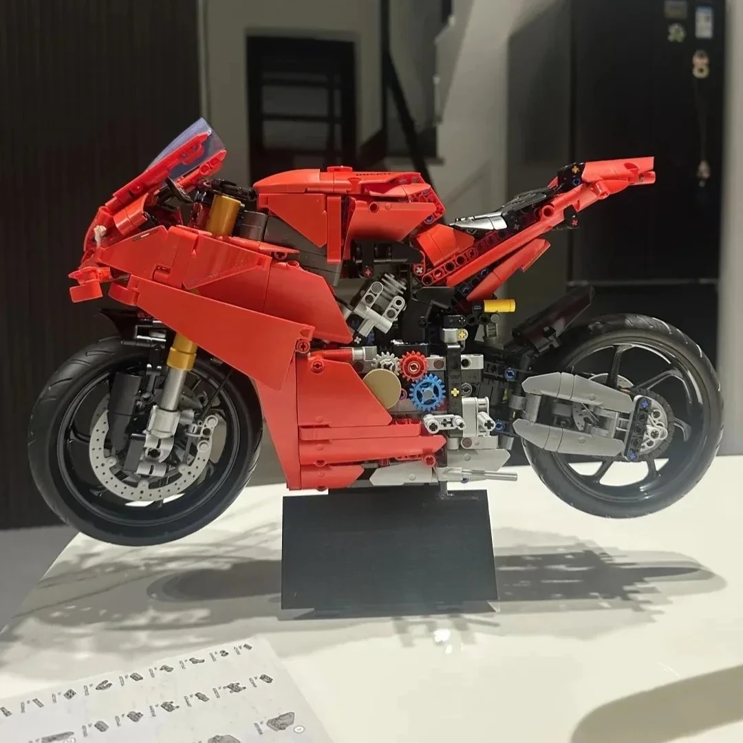 Red Motorcycle Building Blocks Sets Compatible With Legoed Particles Suitable For Christmas Gifts 42202