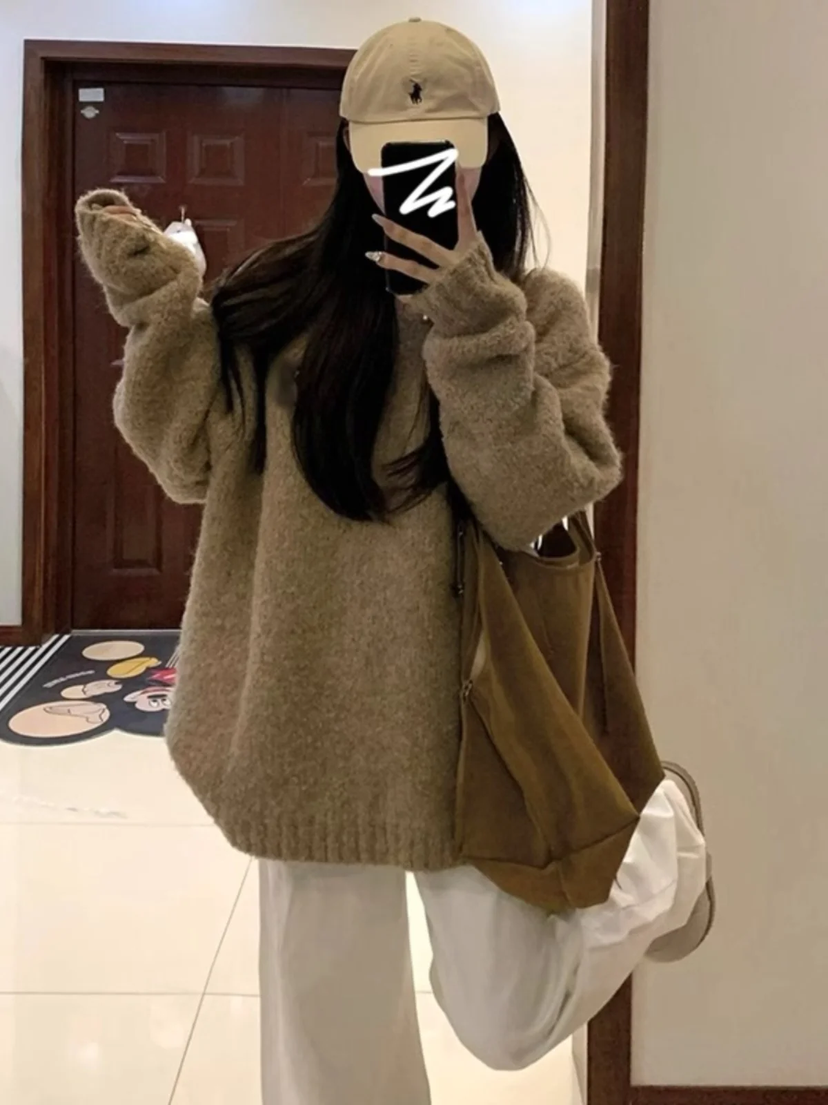 

American Retro Thiened round Ne Sweater Women's Autumn Winter New Lazy Sle Soft Inner Knitted irt Top