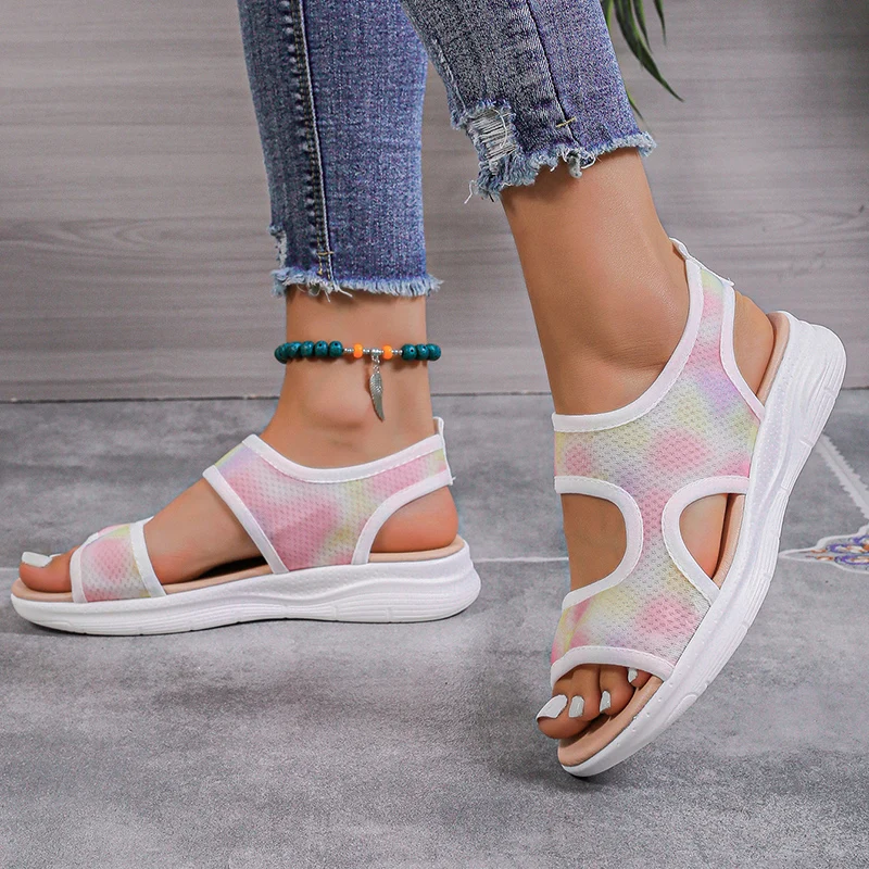 Women Summer Shoes 2024 Mesh Fish Platform Sandals Women\'s Open Toe Wedge Sandals Ladies Light Casual Shoes Zapatillas Muje