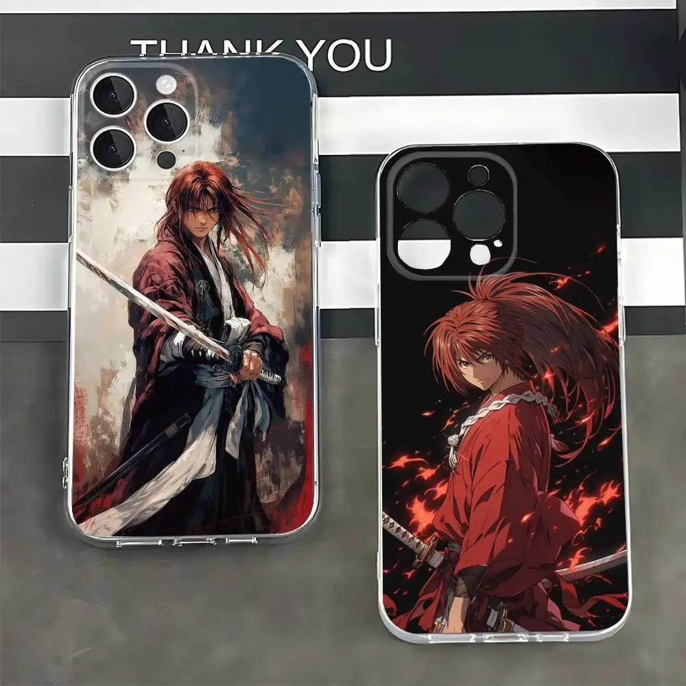 Anime R-Rurouni Kenshin Silicone Soft Phone Cover for iPhone 7,8,11,12,13,14,15,16,17,Pro Max,Plus,X,XR,XS Max,SE,12 mini