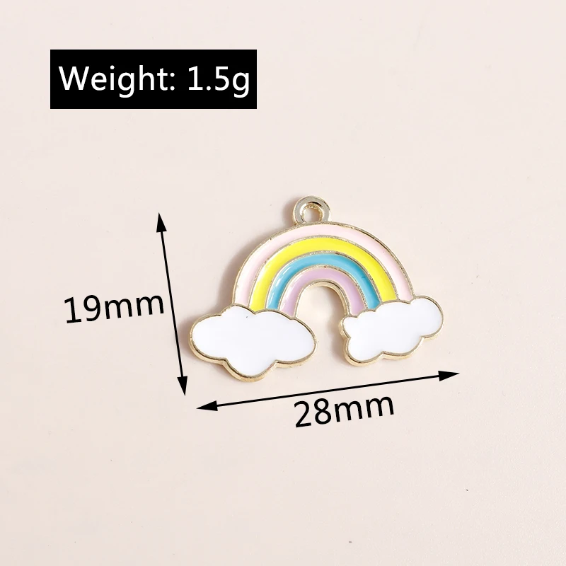 20 Stück niedliche Emaille-Regenbogen-Wolken-Charms-Anhänger für Schmuckherstellung, Halsketten, Ohrringe, Armbänder, Zubehör, DIY-Bastelbedarf – Detail 9