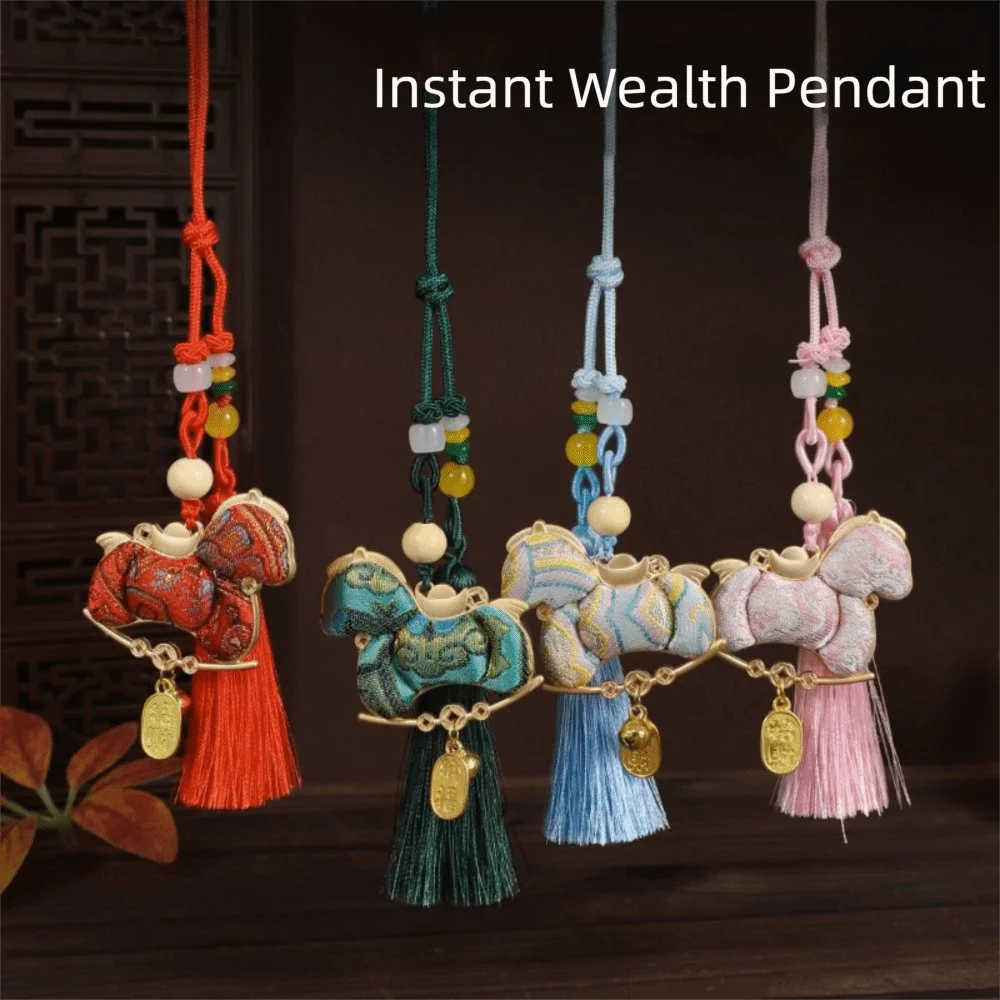 Chinese Style Pony Embroidered Pendant Brocade Satin Horse Hanging Decoration Keychain Spring Festival Car Hanging Ornaments