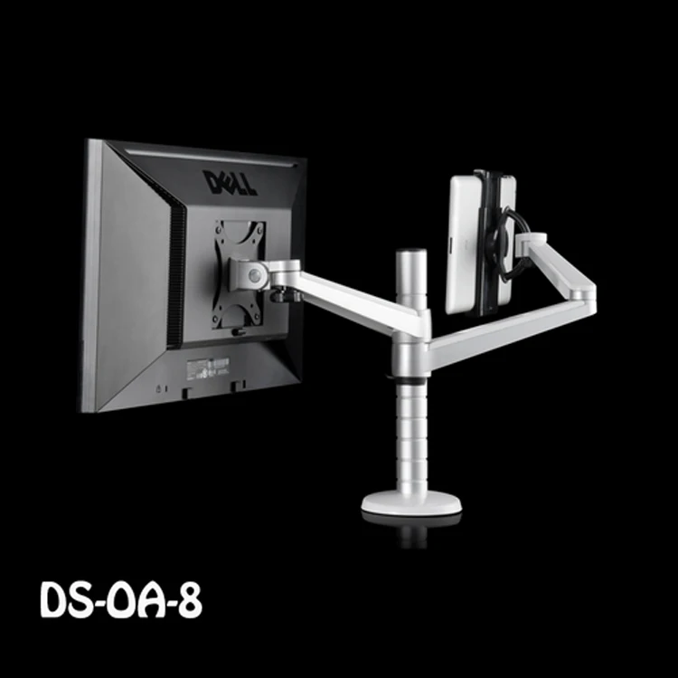 

OA-8 Desktop Clampping Full Motion Height Adjustable Double Arm Tablet PC Holder + Single Arm Monitor Holder Tablet PC Stand