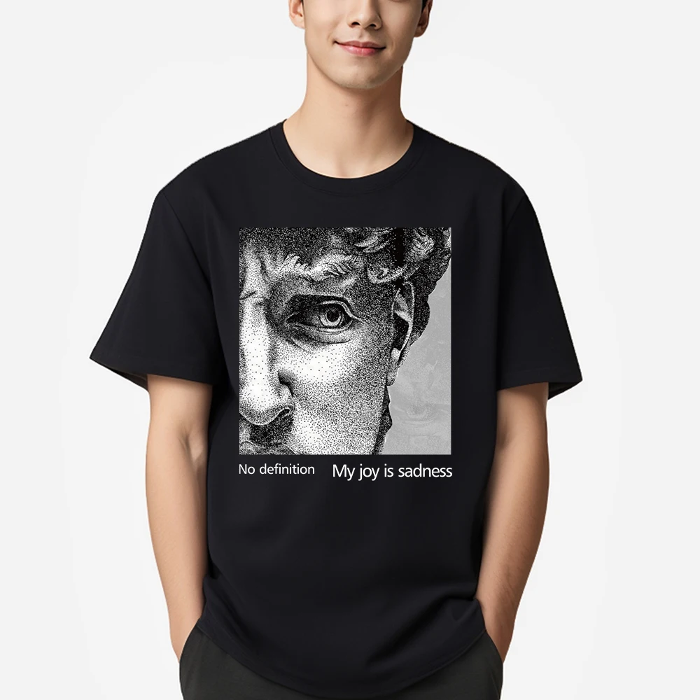 

No Definition My Joy Is Sadness Print Mens T-Shirts Cotton All-Match Fashions T Shirt Soft O-Neck Streetwear Hip Hop Loose Top
