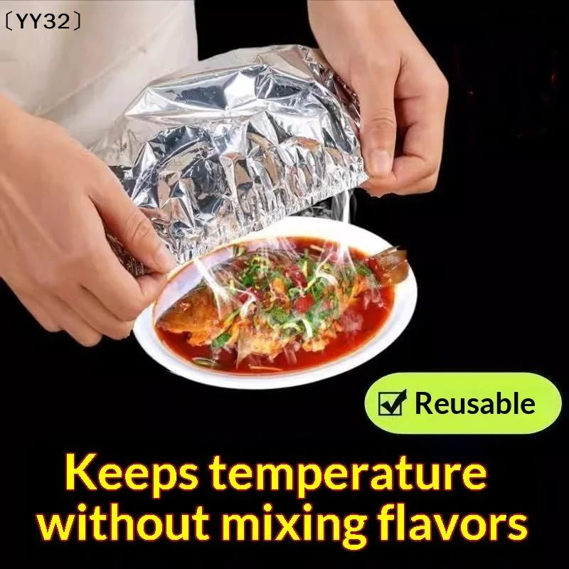 10/20/30/50pcs Aluminum Foil Film Food Cover Food Grade Disposable Food Covers Saran Wrap  Vegetable Fresh-keeping Lids〔YY32〕