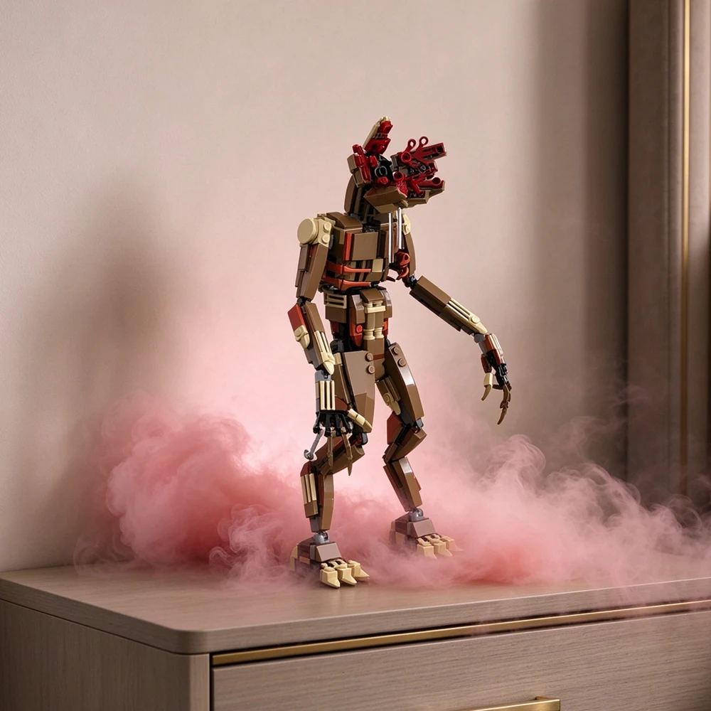 Desktop Decor MOC Demogorgon Strangered Monster Vecna Clock Eleven Building Block Bricks Display Model Toys Gifts