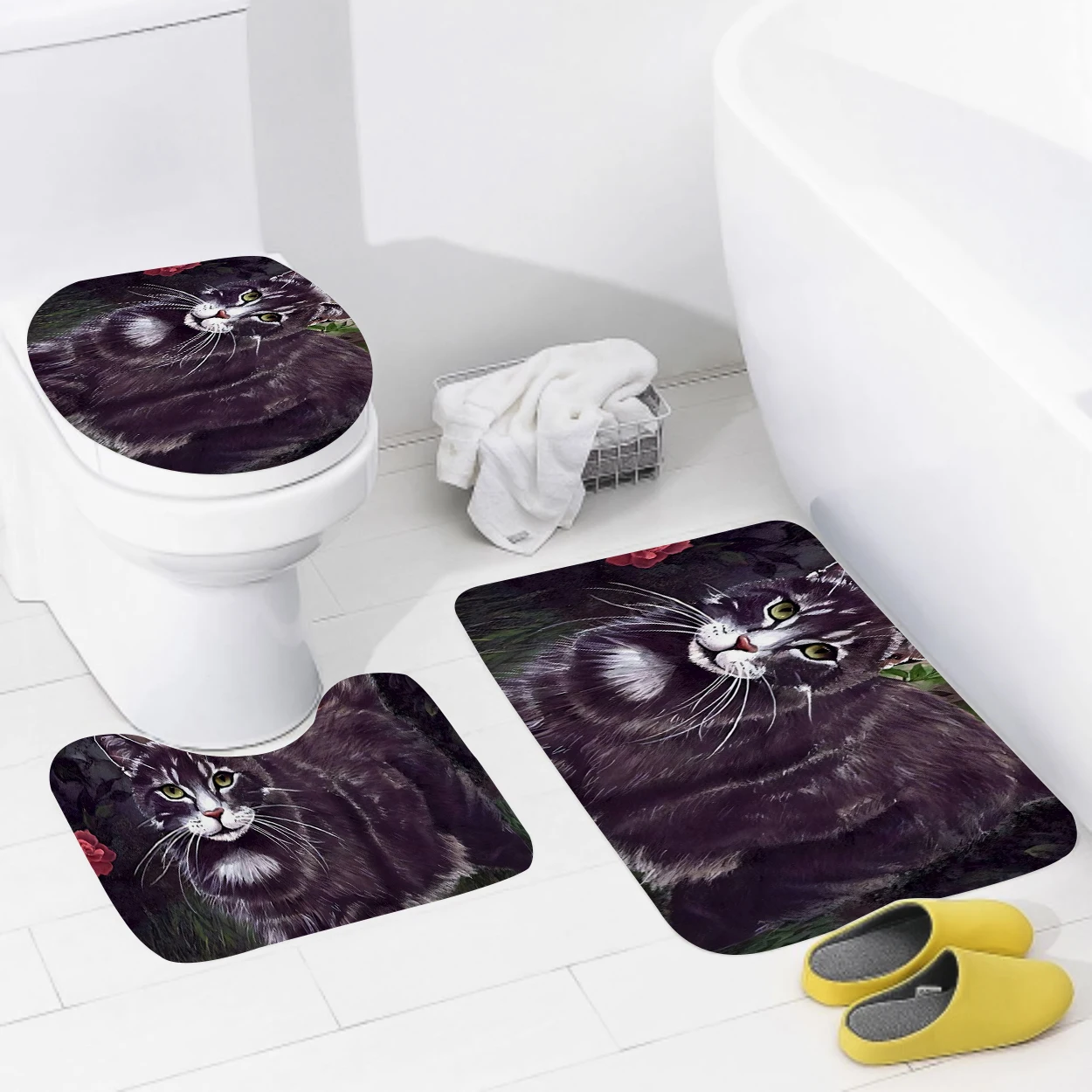 Home bathroom floor mats Bath Foot mat Animal oil paint style modern bathroom accessorie rug Toilet mat Bathtub anti-slip carpet