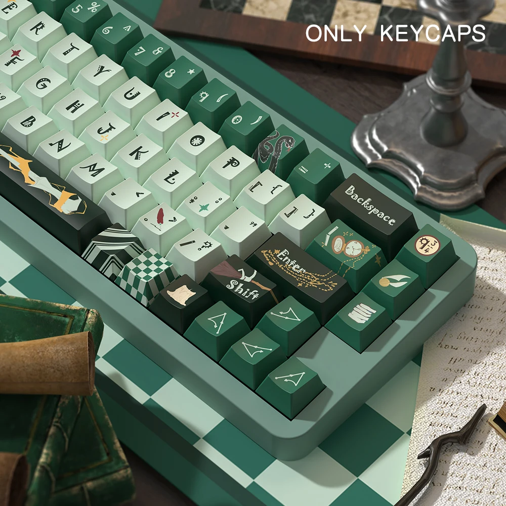 New Slytherin Themed Keycaps 122/138/158 Keys Cherry/Mda Profile Pbt Thermal Sublimation Mechanical Keyboard Anime Game Key Cap