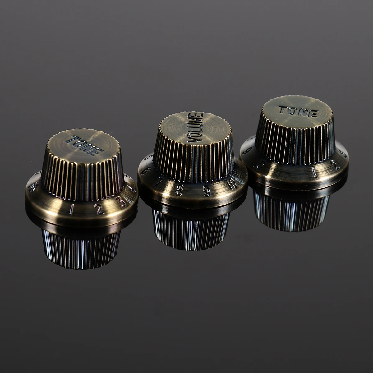 

3 Pcs Plastic D65 Bronze Color Volume Tone Control Knob with Flat for Guitar Bass Parts Accessory 1 Volumes 2 Tones (Black)