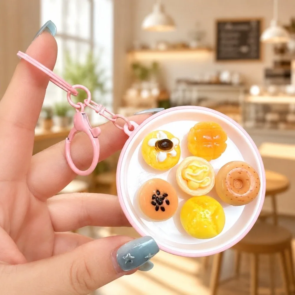 Press Button Whack-a-Mole Keychain Dessert Theme Cute Animals Pattern Simulated Food Bag Pendant Plastic Stress Relief