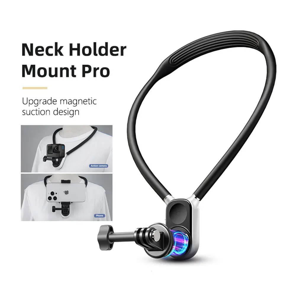 

New POV Magnetic Silicone Neck Holder Mount For GoPro Hero 11 10 9 8 7 6 5 Insta360 Osmo Action Camera Accessories Smartphone