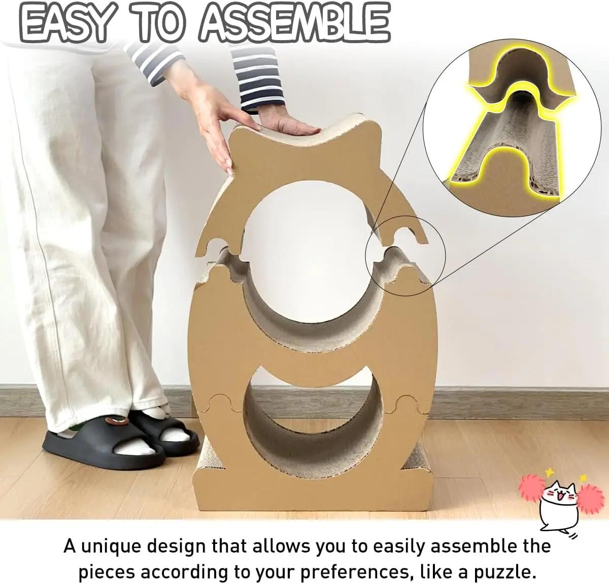 

Cat Scratcher Bed Lounge Cardboard Scratching Board for Indoor Cats Multi-Functional Freely Combine Scratch Pad