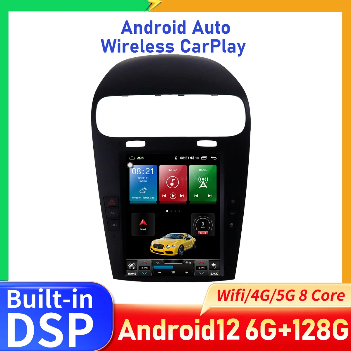 Autoradio Android 11, 6 Go/128 Go, navigation GPS, lecteur de limitation, unité centrale, enregistreur cassette, pour voiture Dodge 150.Fiat Freemont