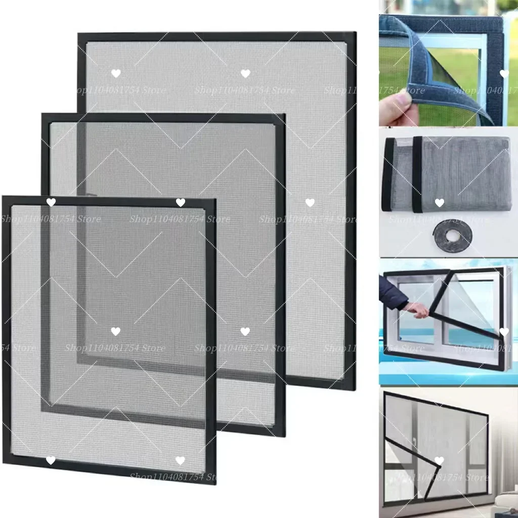 Image of Anpassbare Größe Fenstergitter, Selbstklebendes Wiederverwendbares Moskitonetz, Anti-Insekten-Tüllnetz für Hausfenster, Einfache Installation