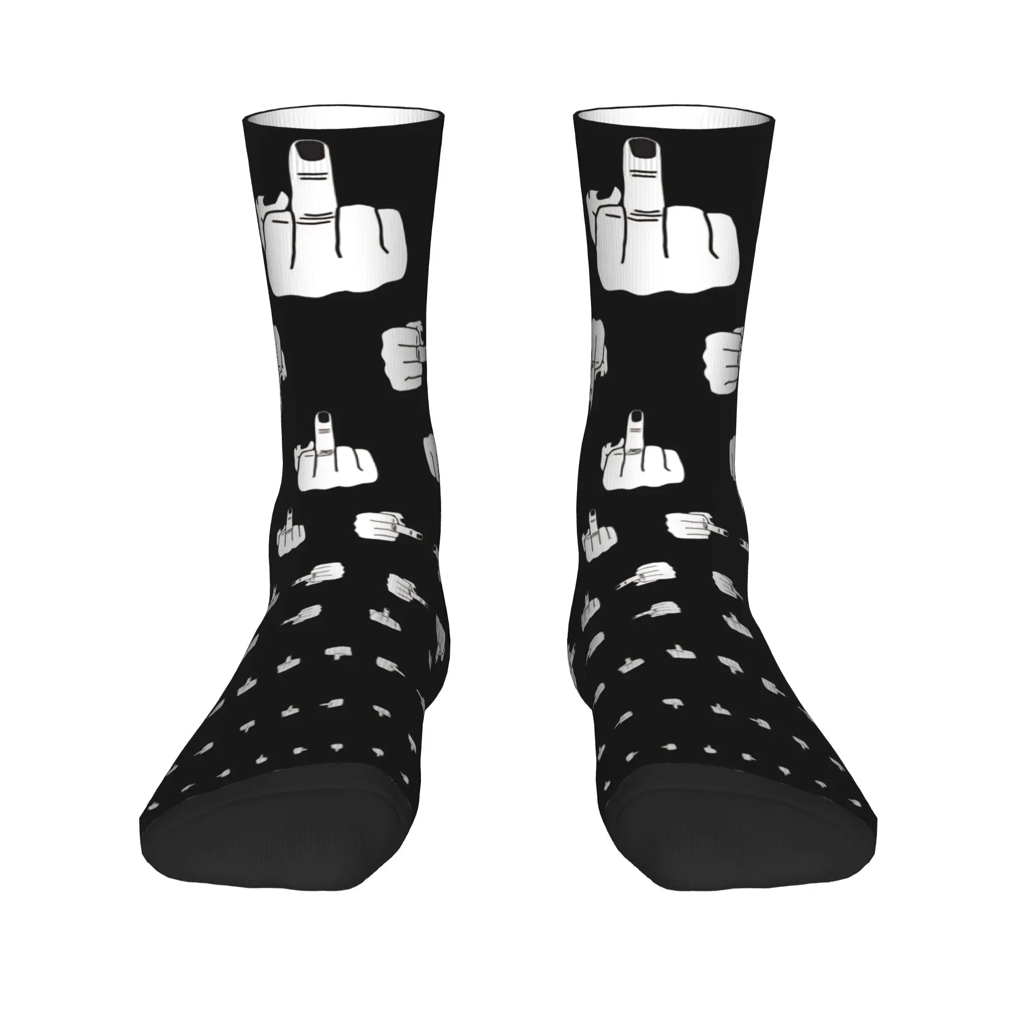 Middle Finger Vision Test Socks  Retro Stockings Men Warm Soft Outdoor Socks Autumn Graphic Non Skid Socks