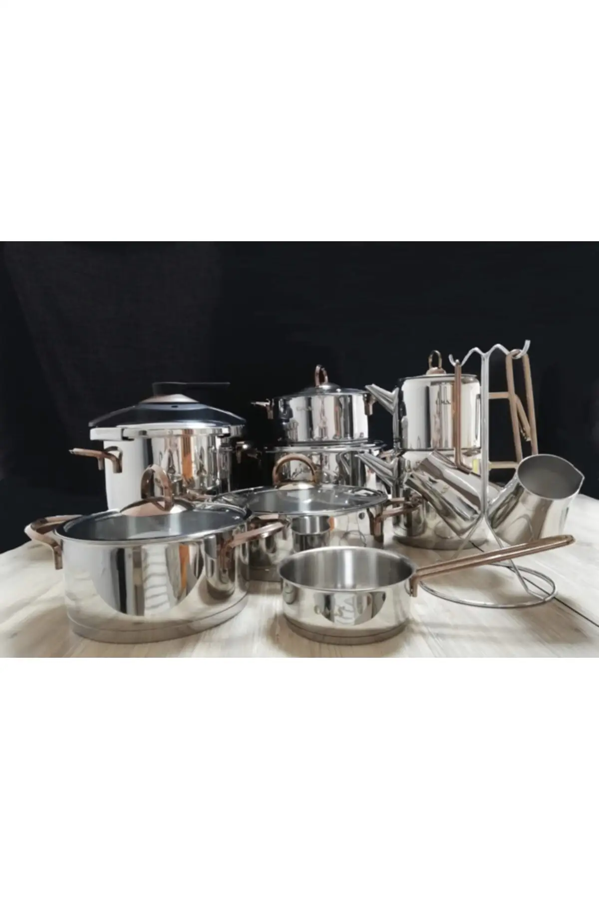 DOLBOVI 18 pieces (color copper) cylinder Set crush steel handle Cookware Set