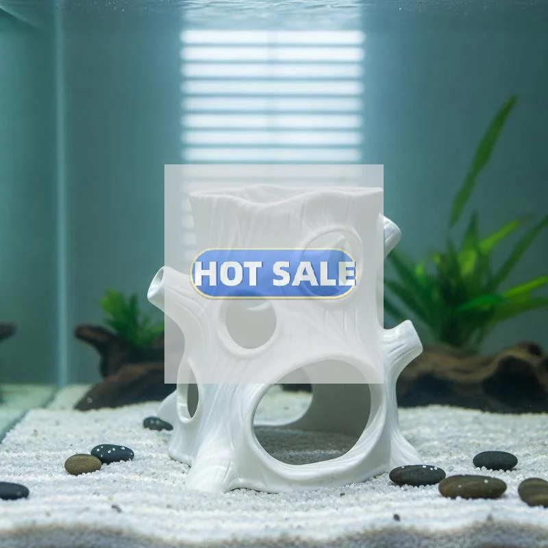 Hollow Shrimp Breeding Cave Realistic Tree Stump Non-Toxic Aquarium Hideaway Plastic Multi-Hole Aquarium Ornament Fish Tank