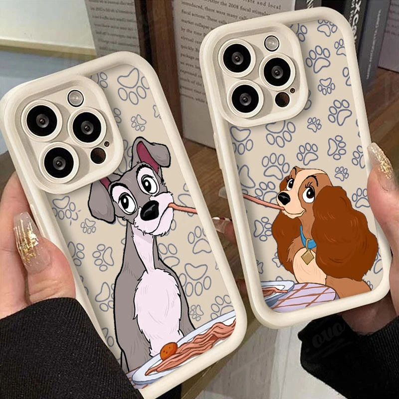 Disney Lady and the Tramp Phone Case for iPhone 14 15 Pro Max 13 12 11 X XS XR 7 8 Plus SE 2020 Soft Silicone Shockproof Cover