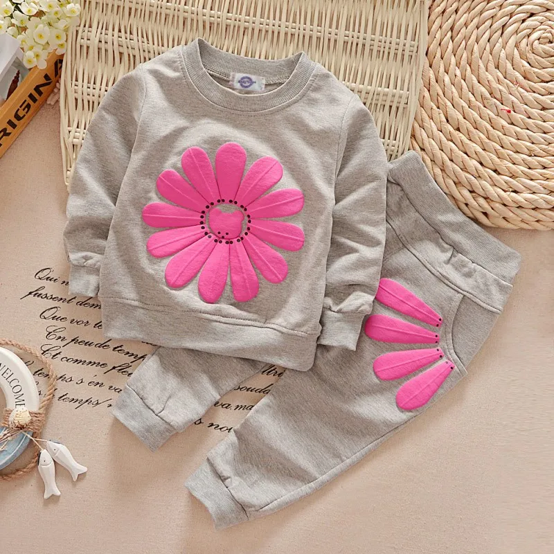 1-4T Infant Sweatshirt Pants Kit Newborn Baby Girl Boy Clothes Outfits Children Toddler Girl Cotton Long Sleeve T-shirt Pant