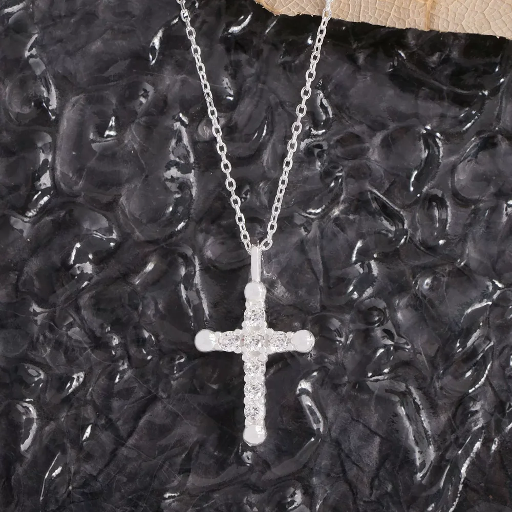 

Женское ожерелье из стерлингового серебра 925 пробы с цирконием, крестик, популярные европейские и американские модные украшения, аксессуары для вечеринок