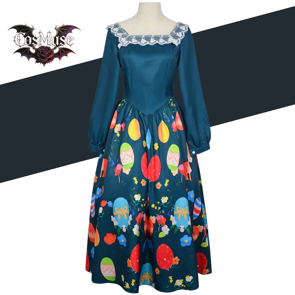 

Easter Vintage Women Dress - Lace Square Neckline Long Sleeve Holiday Party Costume