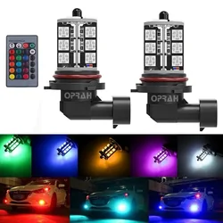 Phares antibrouillard LED avec télécommande, H8, H11, H1, H3, H7, 5050, 27SMD, RVB coloré, 9005, Hb3, H27, 880, 881, phares avant de voiture