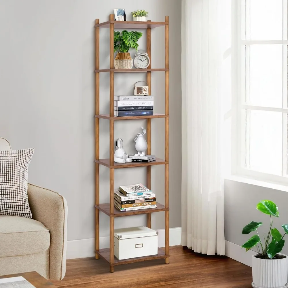 

Storage Shelf Organizer 64in Tall Bookshelf Narrow Shelves Display Storage Wood Bookshelf Rack Vertical Narrow Book Shelf Small
