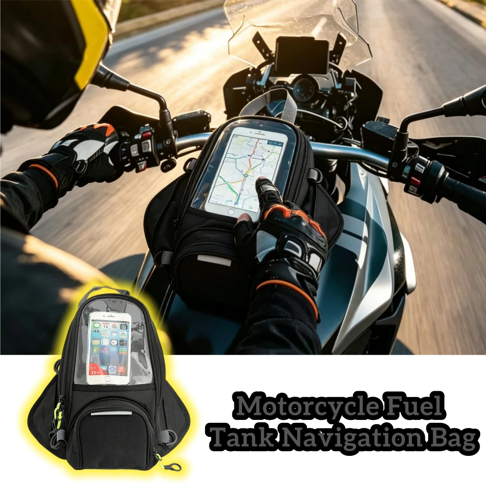 

Motorcycle Fuel Tank Magnet Bag Waterproof Riding Navigation Accessories with Mobile Phone Navigation Touch Screen