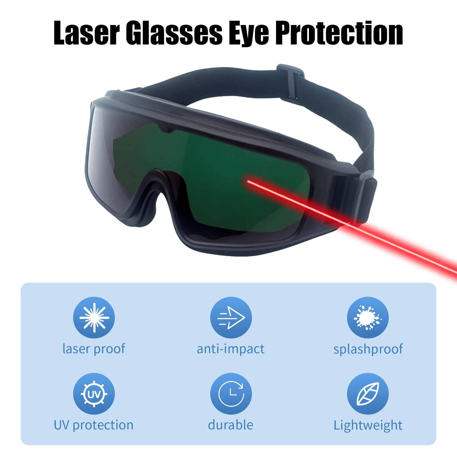 Laser Glasses CE EN207 190-540nm OD6+ Anti-Scratch PC Lens UV Green Laser Marking Engraving Cutting Machine Laser Safety Goggles