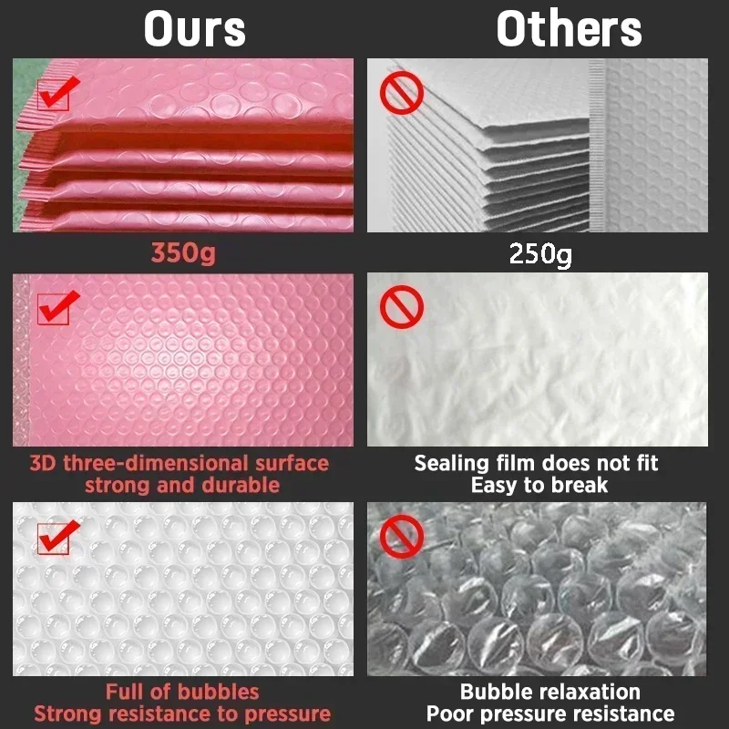 Sacos de envelope de bolha 20 pçs rosa auto selo mailers acolchoados envio envelopes com bolhas mailing bags envio pacotes de presente