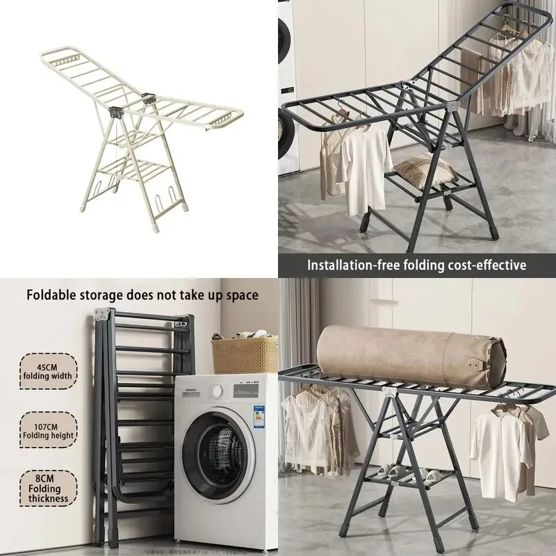 Space Saving Steel Folding Drying Rack Simple Outdoor Household Clothes Dryer Stand Cross Border Supply