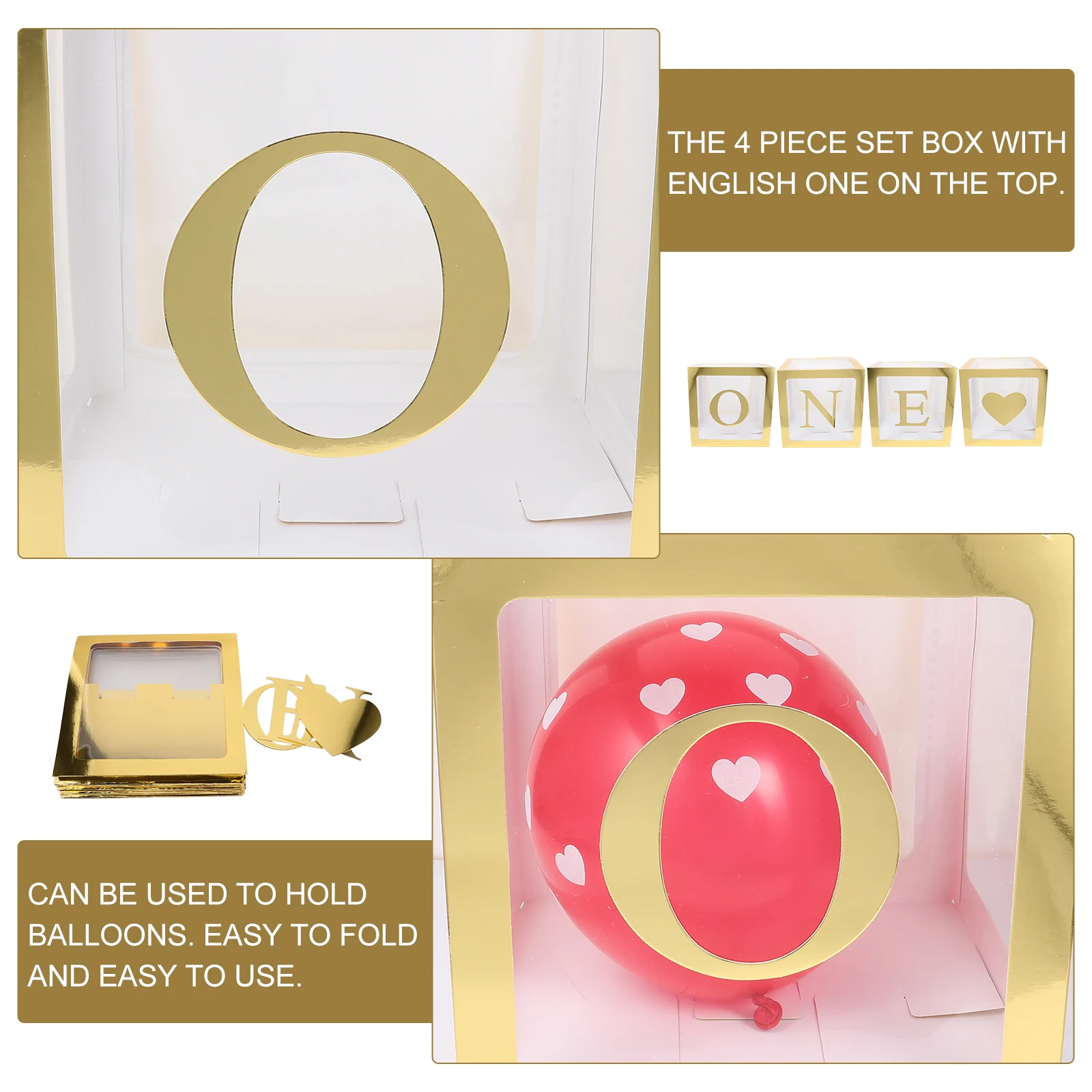 

Balloon Box Decorations Bright Birthday Boxes Baby Shower Party First Year Old Gender Reveal Photo Prop