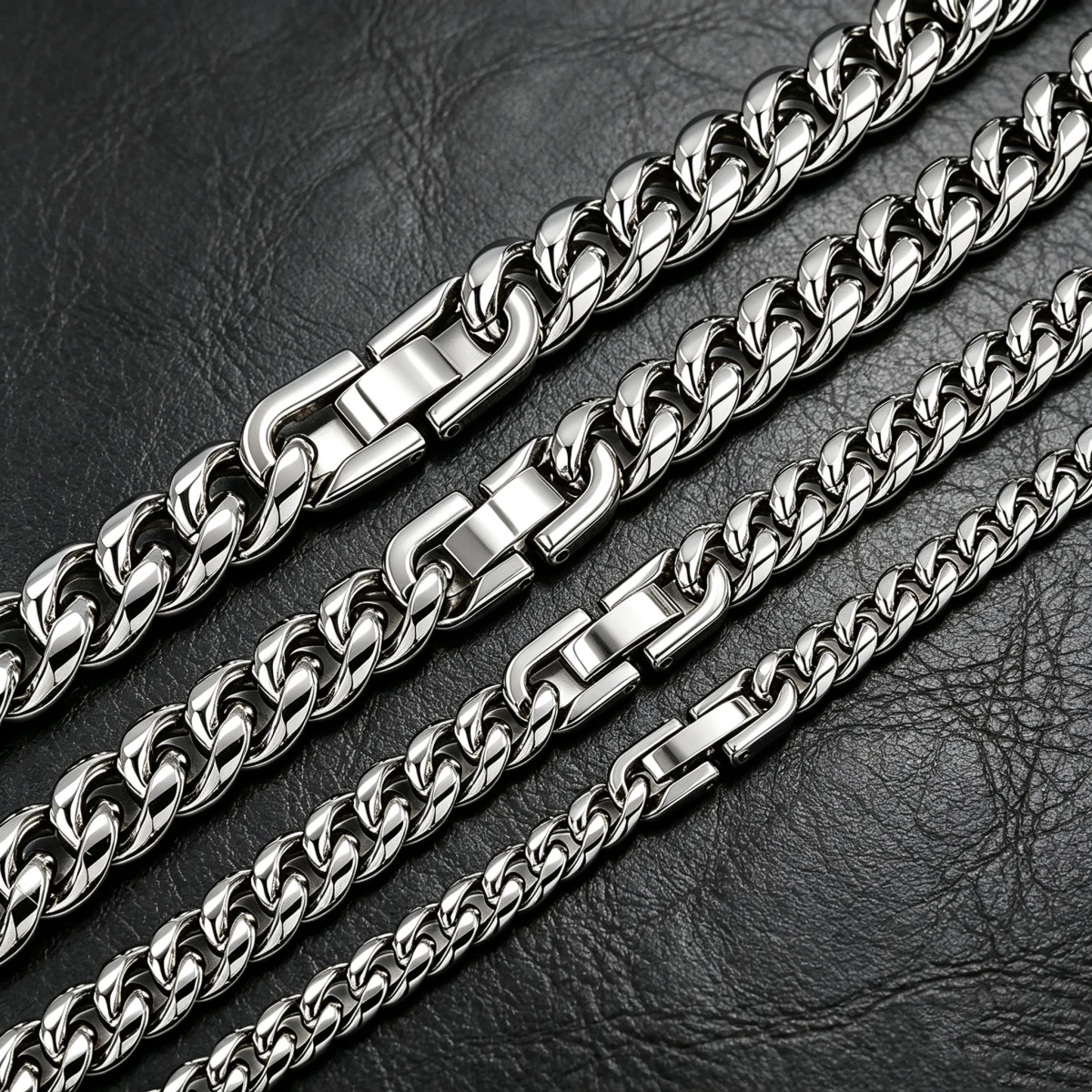 HNSP 316L Stainless Steel Cuban Link Chain Necklace For Men Waterproof Heavy Duty Solid Curb Chain Polished Miami Cuban Biker