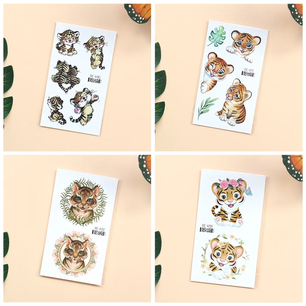 Cute Small Tiger Fake Tatoo Body Art Women Tattoo Children's Temporary Tattoos Waterproof Tattoo Sticker for Kids Hand Arm