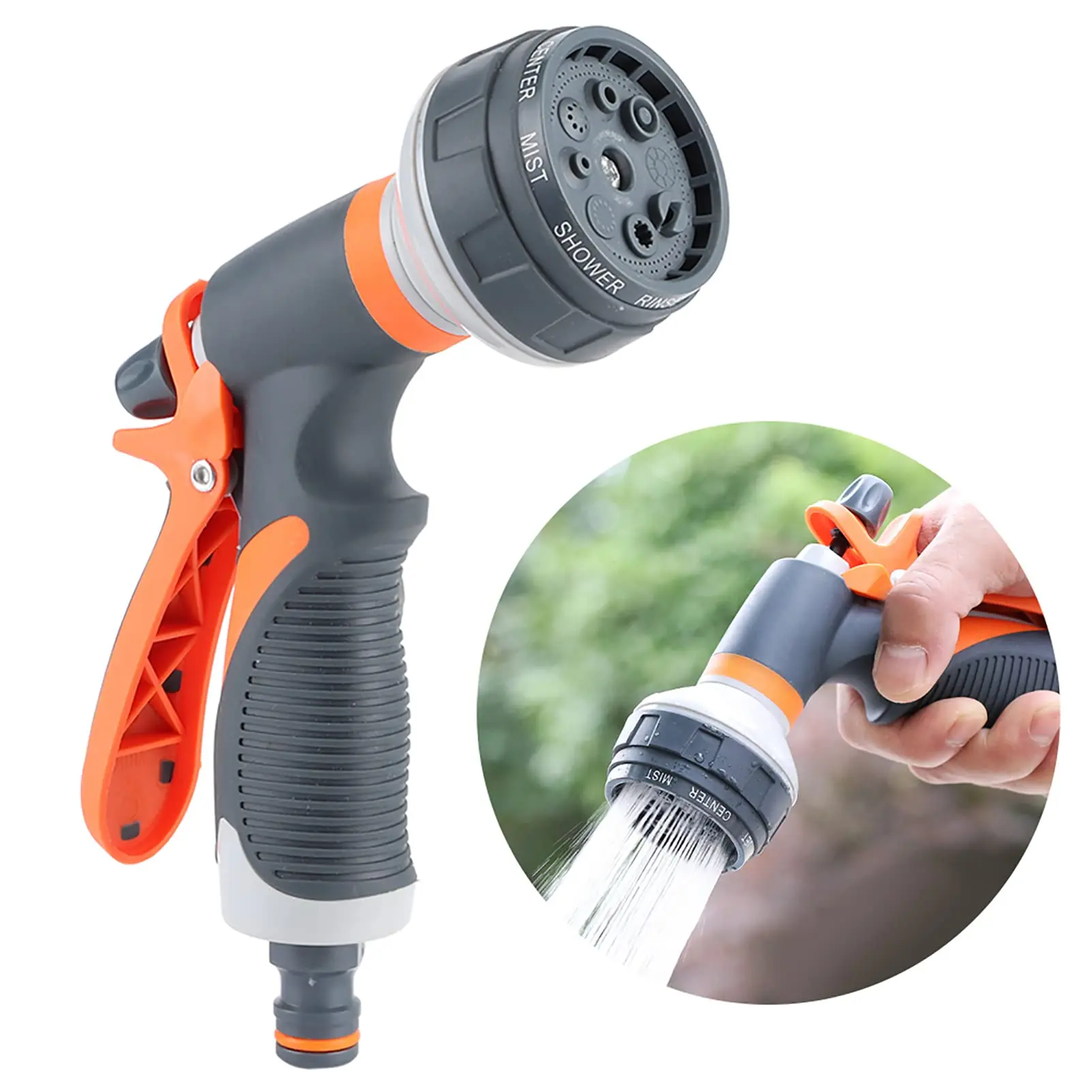 

Мощный пистолет-распылитель для мойки автомобилей и сада с регулируемым напором и насадкой для шланга