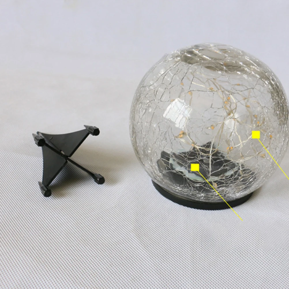 

20 Led Solar Powered Lawn Lamp Outdoor Waterproof Crackle Glass Ball Light For Garden Patio Fence Solar Garden Light